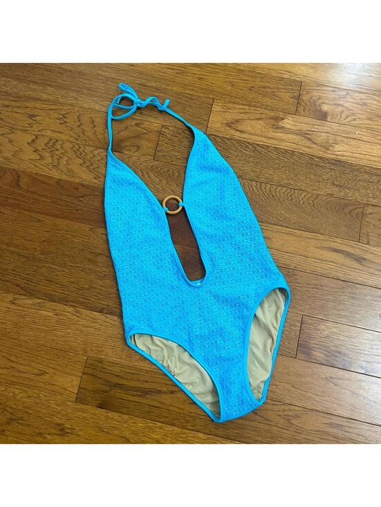 Victoria's Secret Other - NEW Victoria's Secret Blue One-Piece Crochet Plunging Swimsuit, size medium